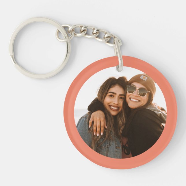 Best Friend Custom Photo Create your own orange Key Ring (Front)