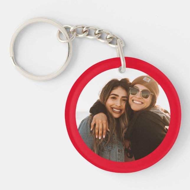 Best Friend Custom Photo Create your own red Key Ring (Front)