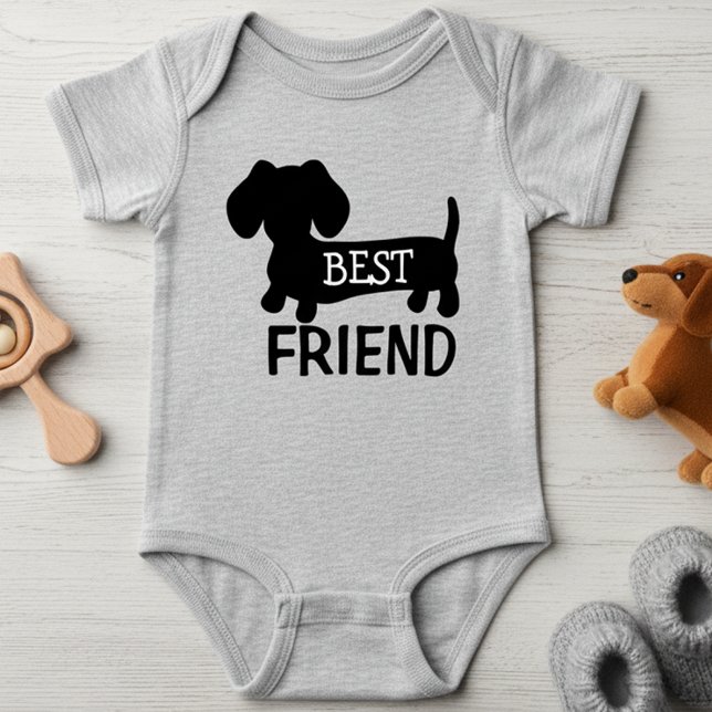 Best Friend Dachshund One Piece Baby Outfit Unisex Baby Bodysuit (Best friends with a wiener dog - cute fun shirt for little kids who love their dachshunds)