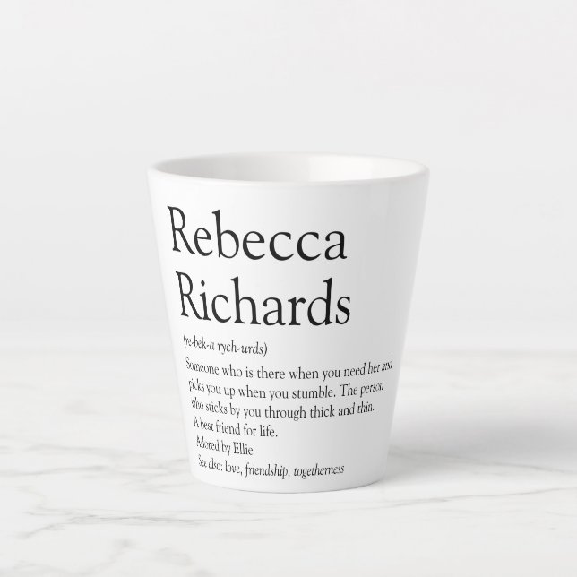 Best Friend Definition Fun Black and White Latte Mug (Front)