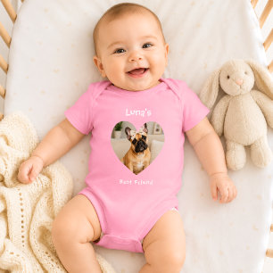 Best Friend Dog Photo Heart Pink Girl Baby Bodysuit