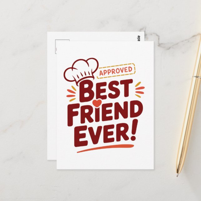 Best Friend Ever Approved Text Design Postcard (Front/Back In Situ)