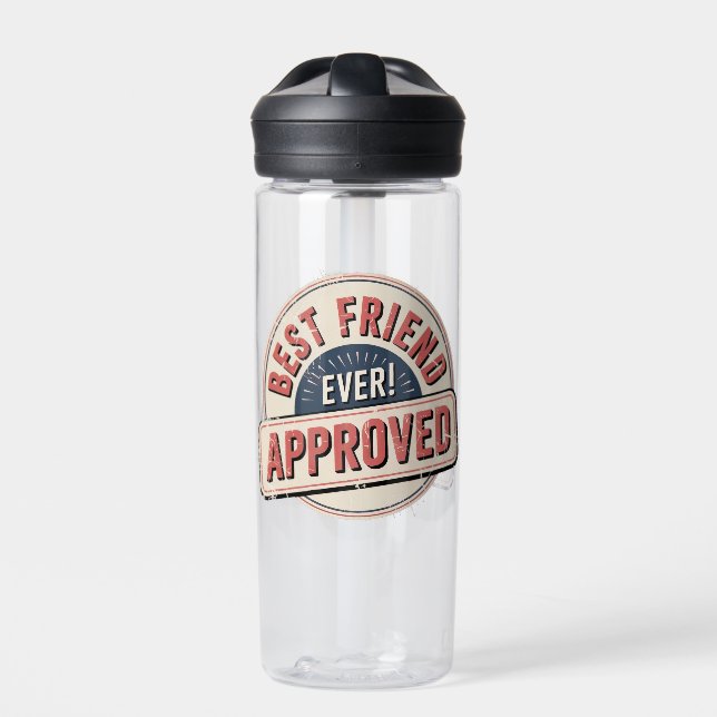 Best Friend Ever! Approved Text Design Water Bottle (Front)