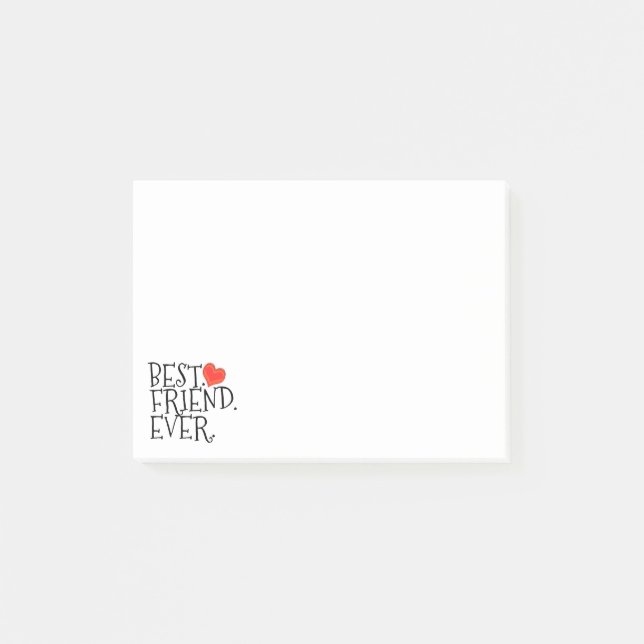Best friend ever friendship heart typography post-it notes (Front)