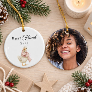 Best Friend Ever Goose Photo Ceramic Tree Decoration