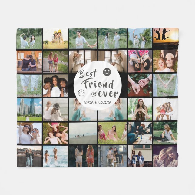 Best Friend Forever 34-Photo Collage Fleece Blanke Blanket (Front (Horizontal))