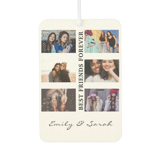 Best Friend Forever Custom 6 Photo collage & Name  Car Air Freshener (Front)