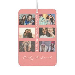 Best Friend Forever Custom 6 Photo collage & Name  Car Air Freshener