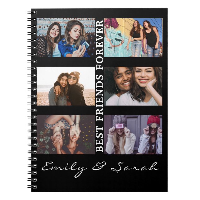 Best Friend Forever Custom 6 Photo collage & Name Notebook (Front)