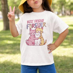 Best Friend Forever Cute Cats Typography T-Shirt
