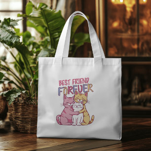 Best Friend Forever Cute Cats Typography Tote Bag