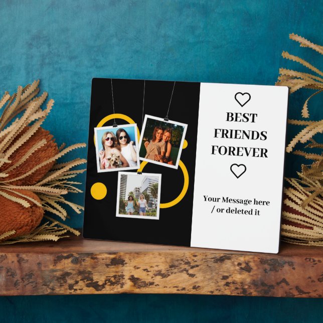 Best Friend Forever, personalised 3 Photo Collage Plaque (Side)