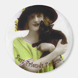 Best Friend Forever Woman & Cat Magnet