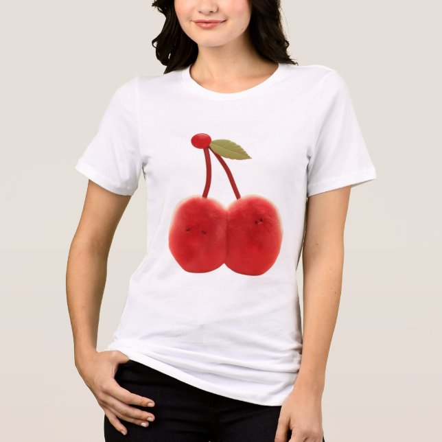 Best Friend Gift – Cute Cherry Duo with Happy Face Tri-Blend Shirt (Front)