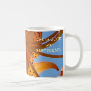 Best Friend Gift Mug Orange Tiger Lily Flower Mugs