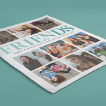 Best Friend Gift | Teal Photo Collage Fleece Blanket<br><div class="desc">Unique friend fleecy blanket featuring a chic white background that can be changed to any color,  9 photos of you and your bestie,  the word "friends" in a modern teal gradient font,  your names,  and a editable friendship quote.</div>