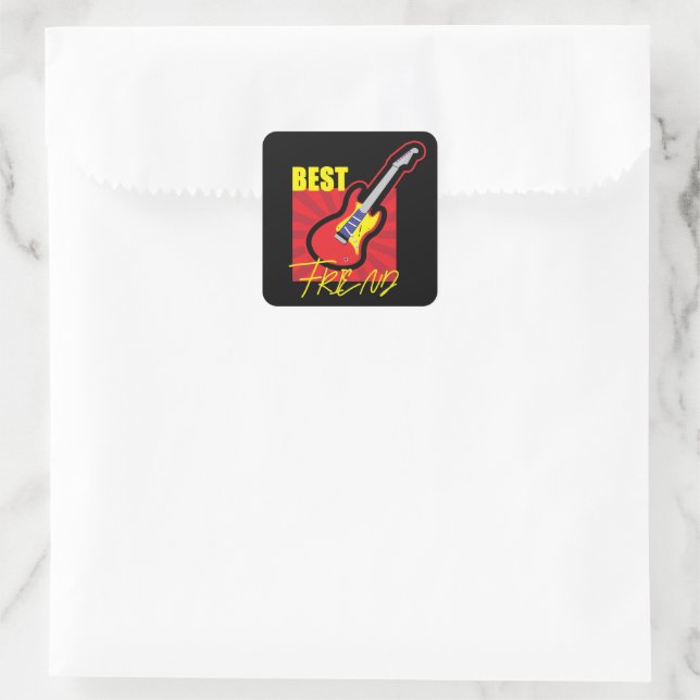 Best Friend Guitar Square Sticker (Bag)