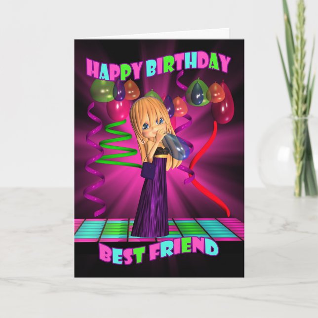 Best Friend Happy Birthday with Cute little Cutie Card (Front)