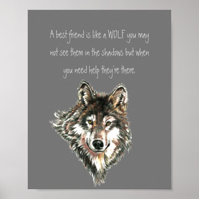 Best Friend Inspirational Quote Wolf, Wolves  Post Poster (Front)