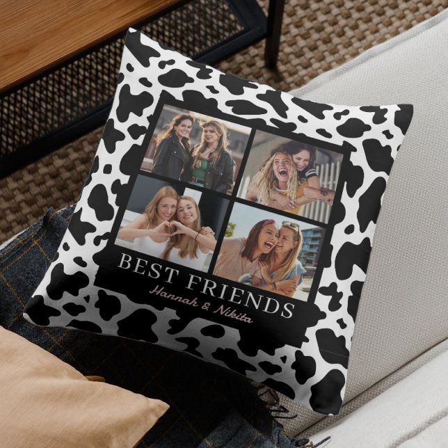 Best Friend Keepsake Photo Collage Animal Print Cushion (Creator Uploaded)