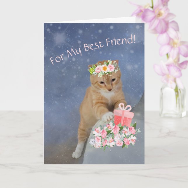 Best Friend Kitten Birthday Card (Orchid)