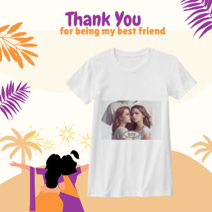 Best Friend Modern Photo Frame White Colour T-Shirt