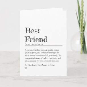Best Friend Modern Word-Definition Style Card