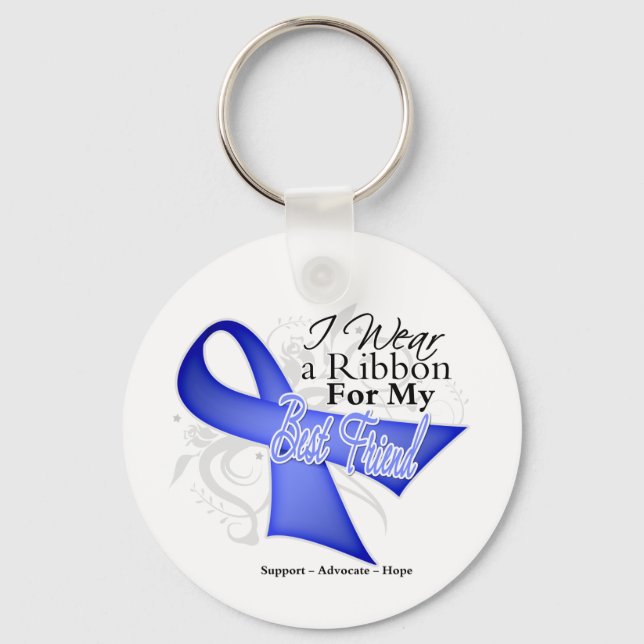 Best Friend Periwinkle Ribbon - Stomach Cancer Key Ring (Front)