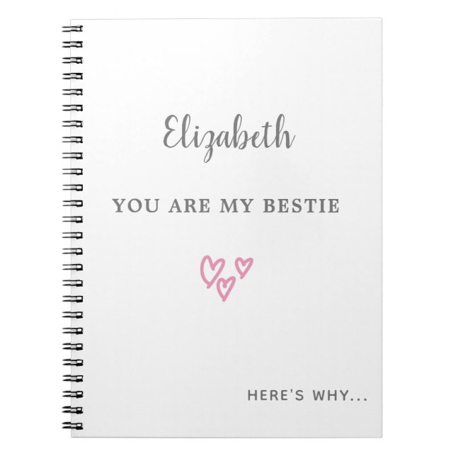 Best Friend Personalized BFF scrapbook cute hearts Notebook (Front)