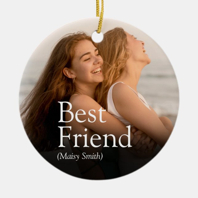 Best Friend Photo BFF Bestie Definition Modern Ceramic Tree Decoration (Front)
