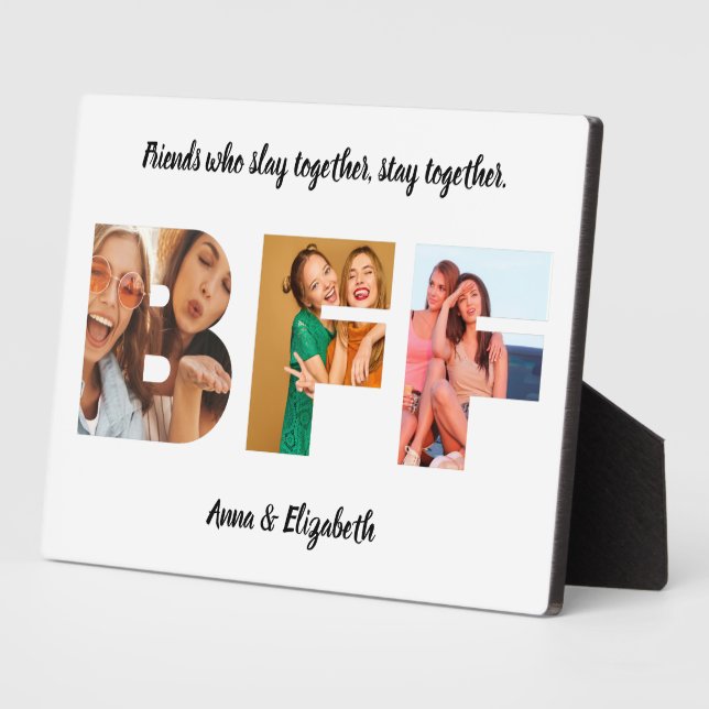  Best Friend Photo Collage Personalised Quote BFF Plaque (Side)