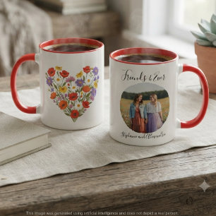 Best Friend Photo Gift with Floral Heart Mug