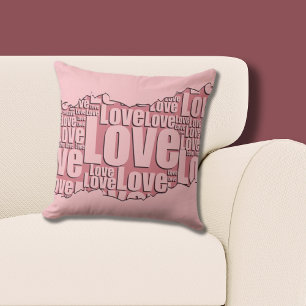 Best Friend Pink Love Typography Pattern Cushion
