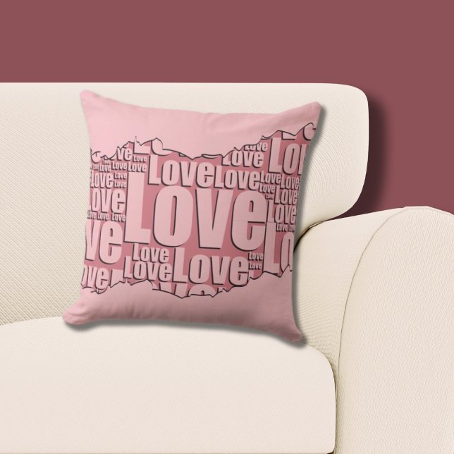 Best Friend Pink Love Typography Pattern  Cushion (Pink Pillow, Love Pattern)
