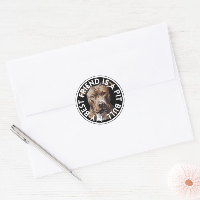 Best Friend Pit Bull Terrier Classic Round Sticker (Envelope)