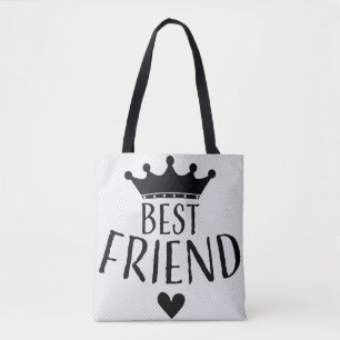 best friend QUEENIE BEAR crown logo tote Bag