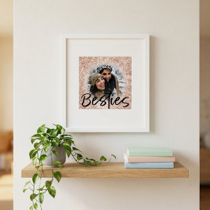 Best Friend Rose Gold Glitter Photo  Poster
