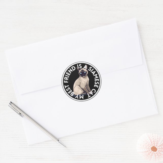 Best Friend Siamese Cat Classic Round Sticker (Envelope)