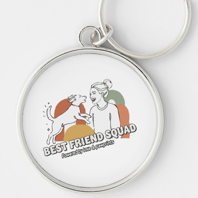 Best Friend Squad Dog Mum Boho Line Art Key Ring (Front)