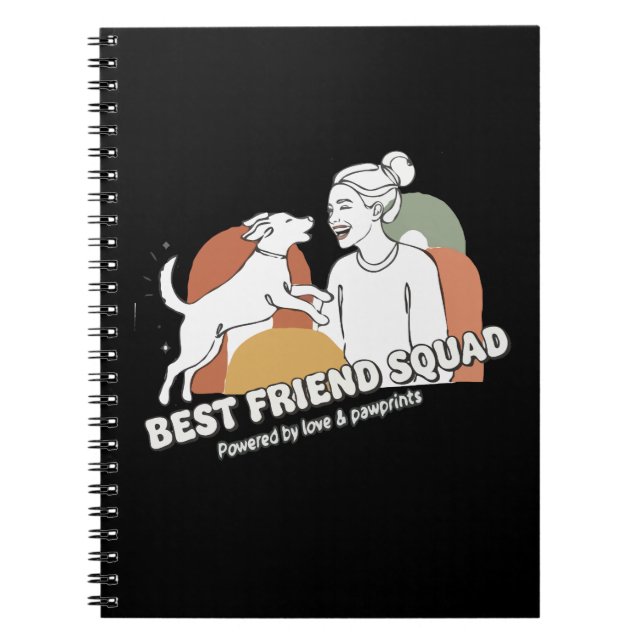 Best Friend Squad Dog Mum Boho Line Art Notebook (Front)