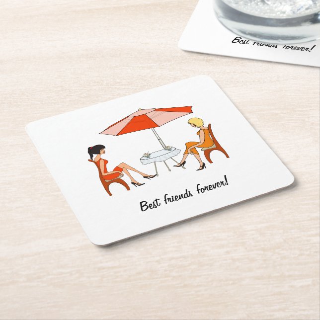 Best friend  square paper coaster (Angled)