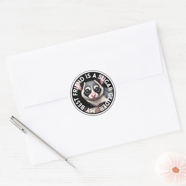Best Friend Sugar Glider Classic Round Sticker (Envelope)