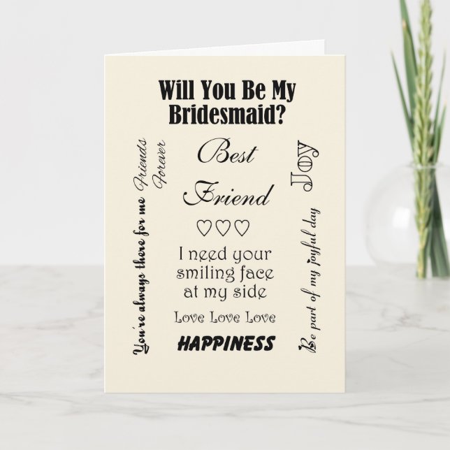 Best Friend, Will You Be My Bridesmaid? Ivory Invitation (Front)