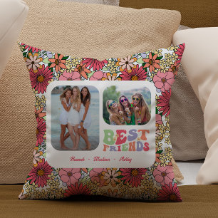 Best Friends 2 Photos Groovy Flowers Cushion