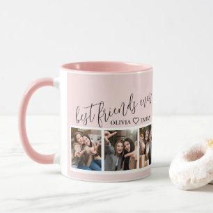 Best Friends 3 Photo Collage Keepsake Blush Pink Mug