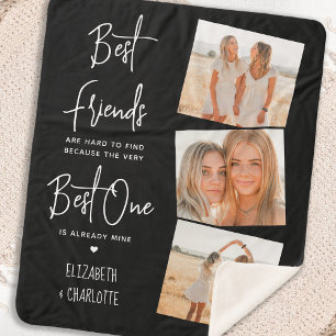 Best Friends 3 Photo Personalised Friendship  Sherpa Blanket