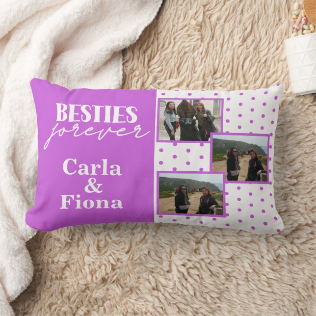 Best friends 3 photos on Throw Pillow (Blanket)