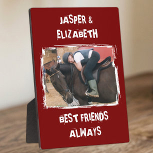 Best friends always horse photo burgundy and white plaque