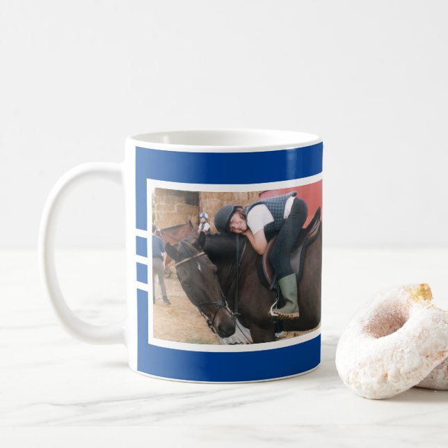 Best friends always horse photo white deep blue coffee mug (With Donut)