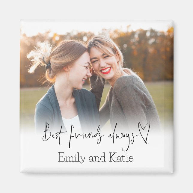 Best Friends Always Names Heart Script Photo Magnet (Front)